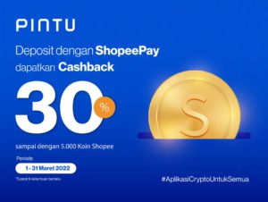 Deposit di Pintu, Dapatkan Cashback ShopeePay 30%