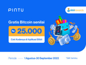 Promo Blibli x Pintu 2022: Gratis Bitcoin Rp25.000!