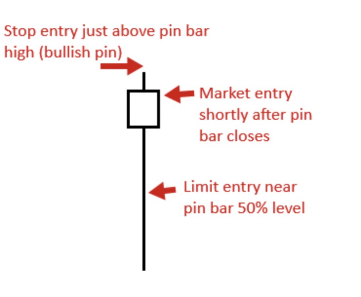 opan posisi dengan bullish pin bar