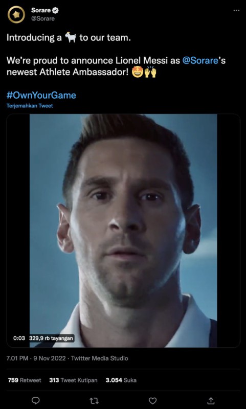 Tujuan Kemitraan Lionel Messi dengan Game NFT Sorare