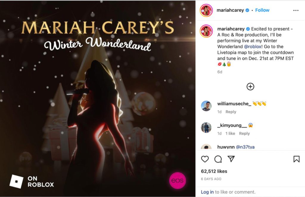 Konser Mariah Carey ‘Winter Wonderland’ di Metaverse, Roblox