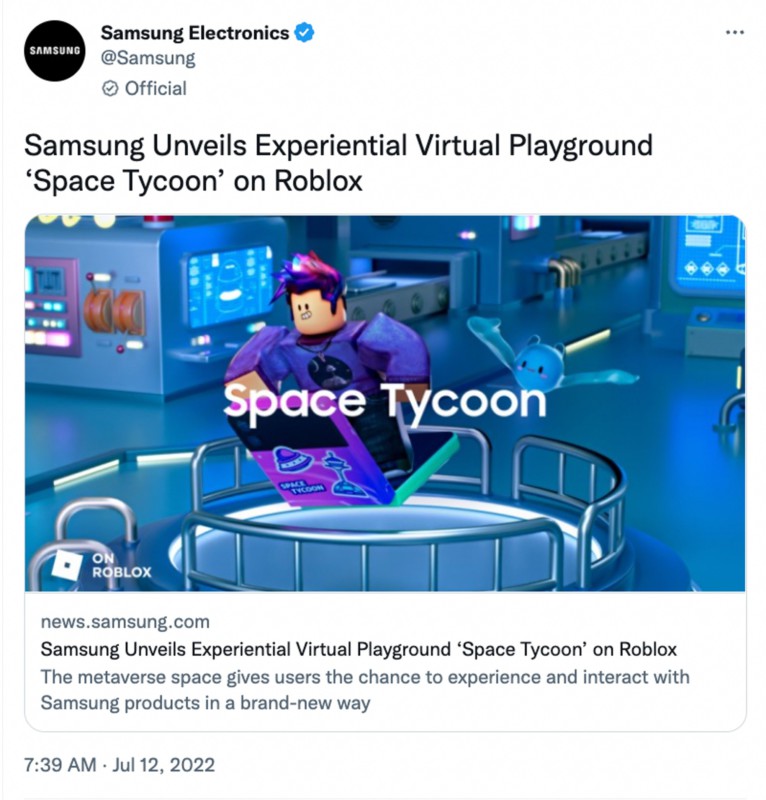 Samsung Launches “Space Cup,” the first Virtual Football Tournament on  Roblox - Cryptoflies News