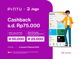 Promo Pintu x Bank Jago: Dapatkan Cashback dan Bonus Saldo Pintu Hingga Rp75.000!