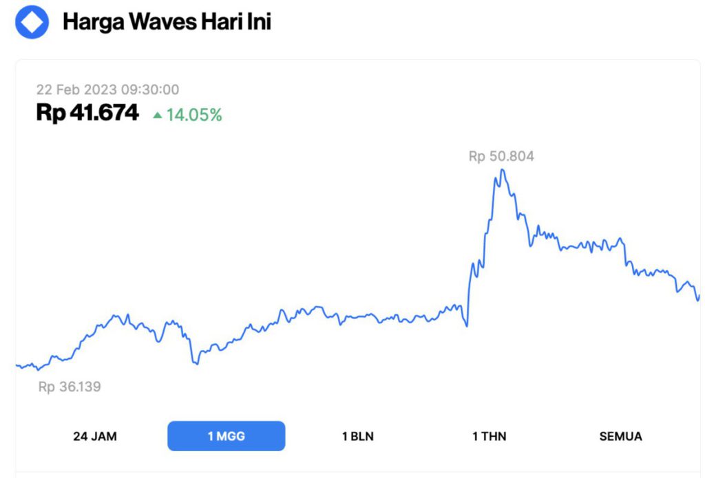 Harga WAVES Menguat 14,05% dalam 1 Minggu