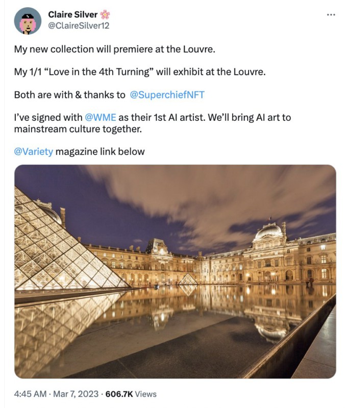 NFT Claire Silver di Pamerkan di Louvre