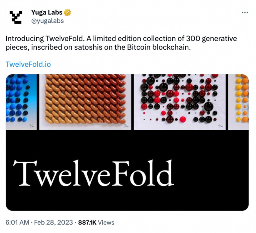 Proyek NFT ‘TwelveFold’ Yuga Labs, Berbasis Bitcoin