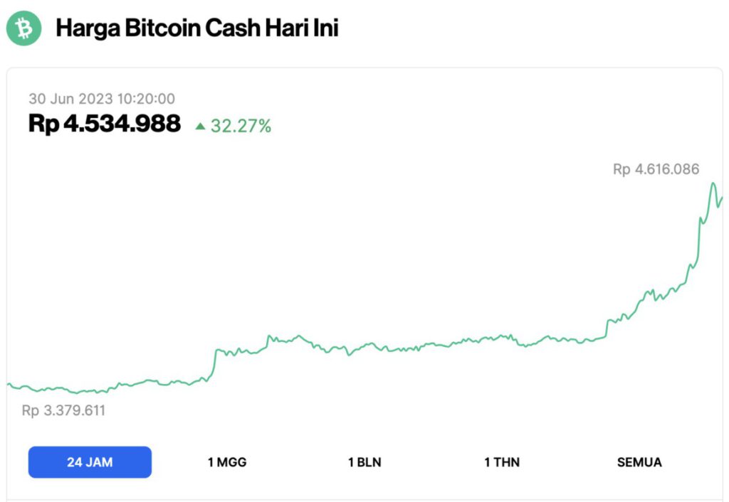 harga bitcoin cash hari ini
