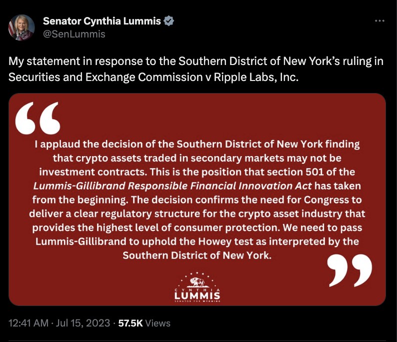 senator cynthia lummis dan regulasi crypto