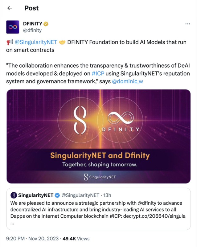 kolaborasi singularitynet dan dfinity