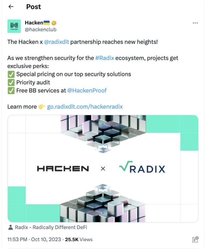 kerjasama hacken dan radix crypto
