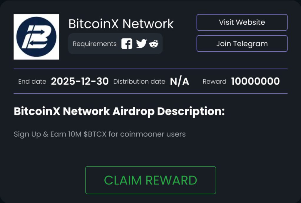 Airdrop BitcoinX Network