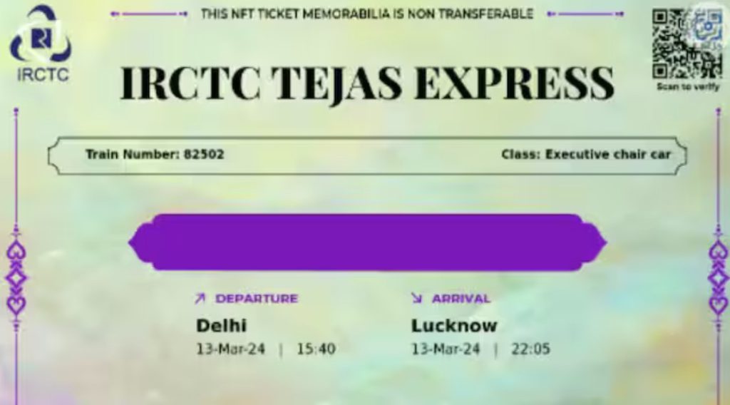 irctc nft tiket india