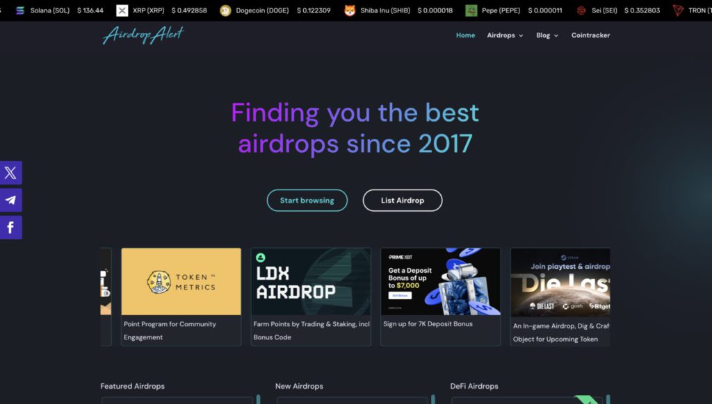 airdrop alert website