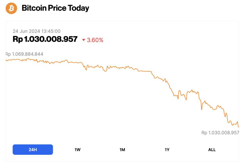 harga bitcoin turun 24 jam
