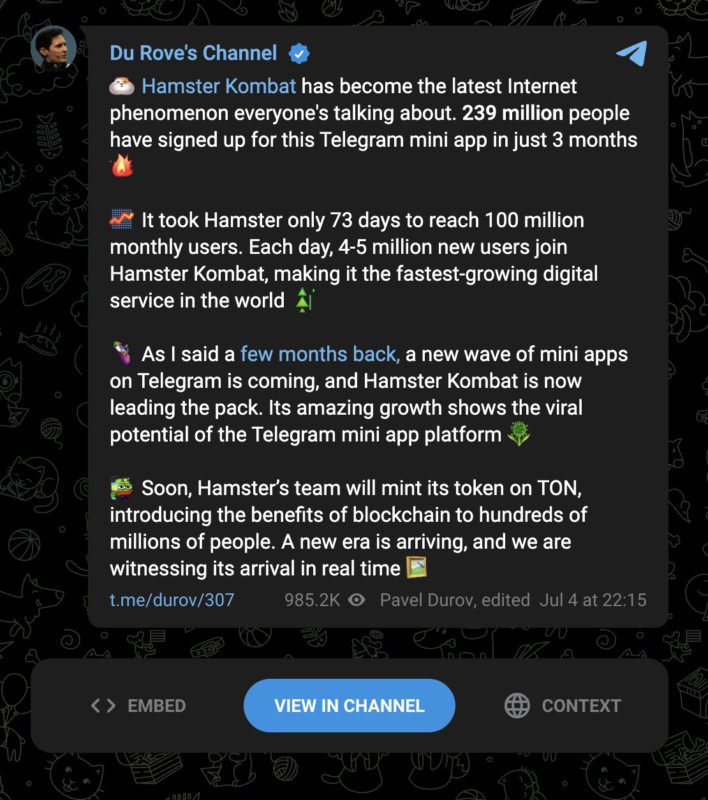 239 juta pengguna hamster kombat