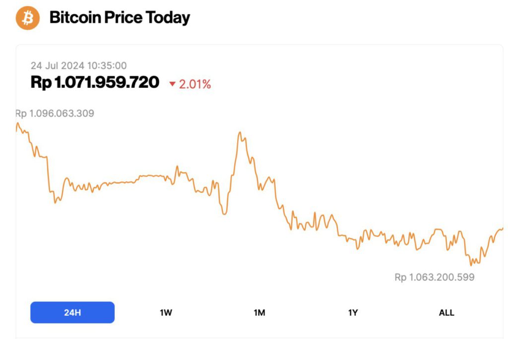 harga bitcoin turun hari ini 24 juli 2024