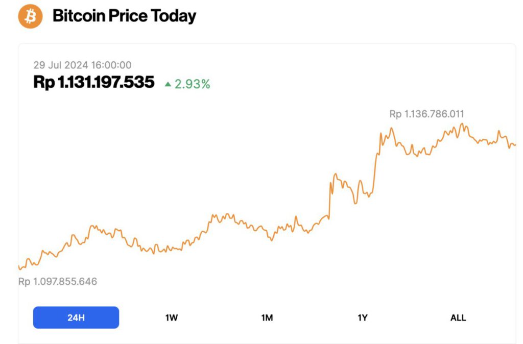 kinerja harga bitcoin 29 juli 2024 