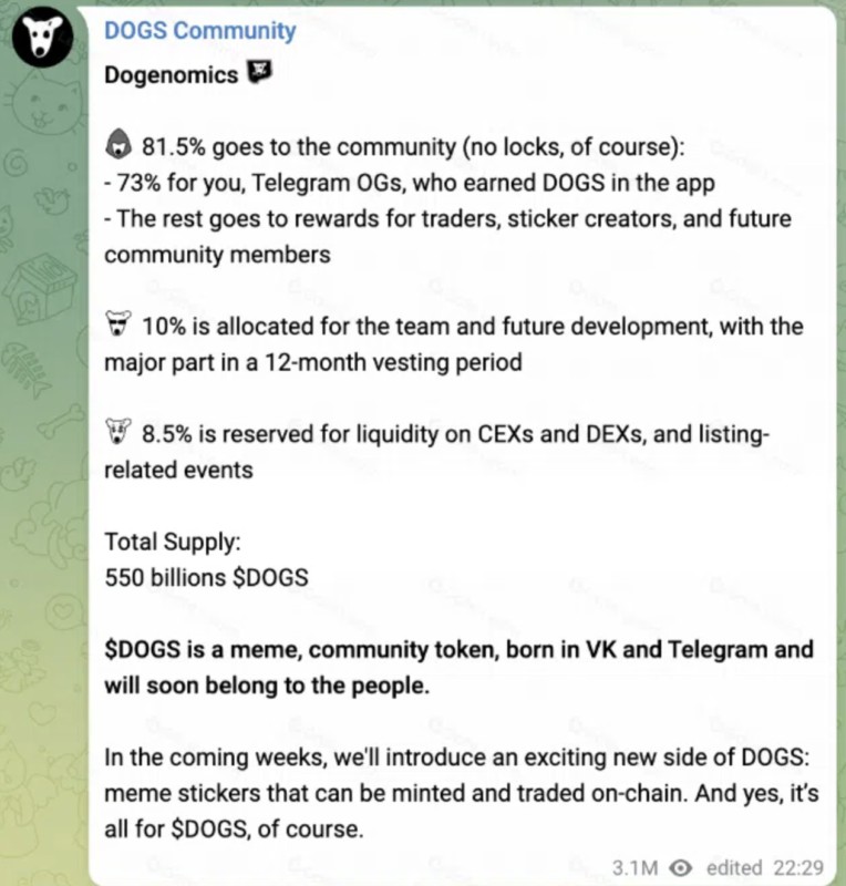 tokenomics dogs coin