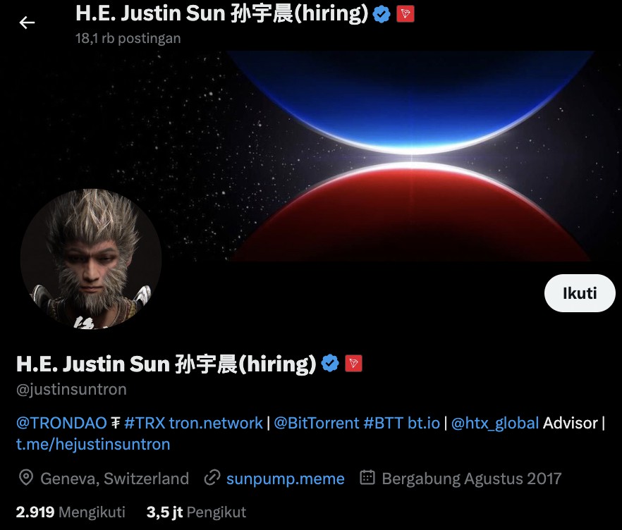 foto profil twitter terbaru justin sun