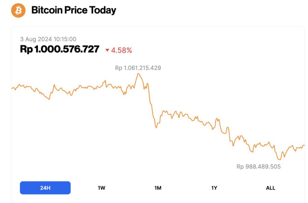 harga bitcoin turun hari ini 3 agustus 2024