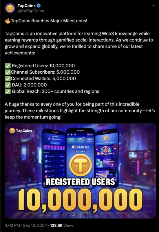 10 juta pengguna tapcoins