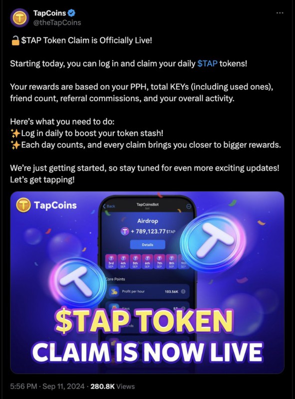 fitur klaim tap token