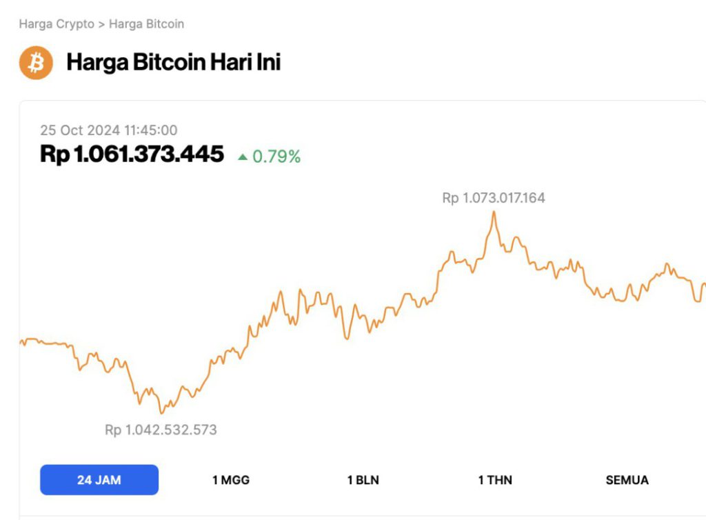 harga bitcoin hari ini 25 oktober 2024