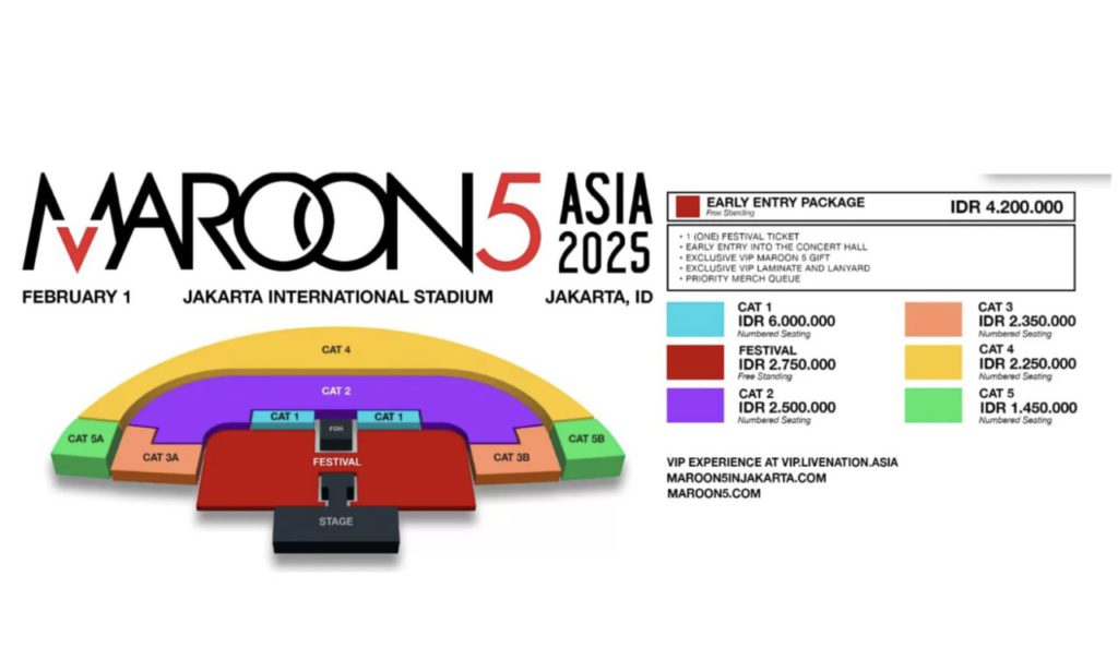 harga tiket konser maroon 5