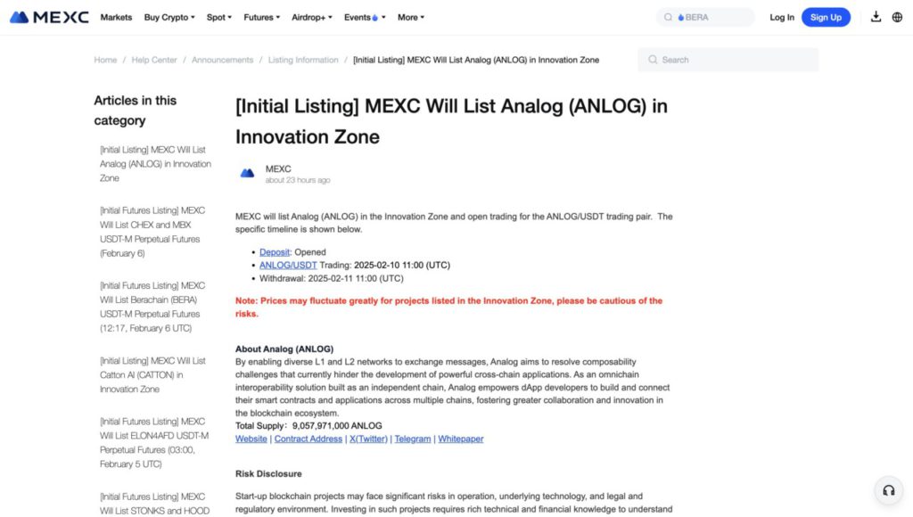 analog di mexc