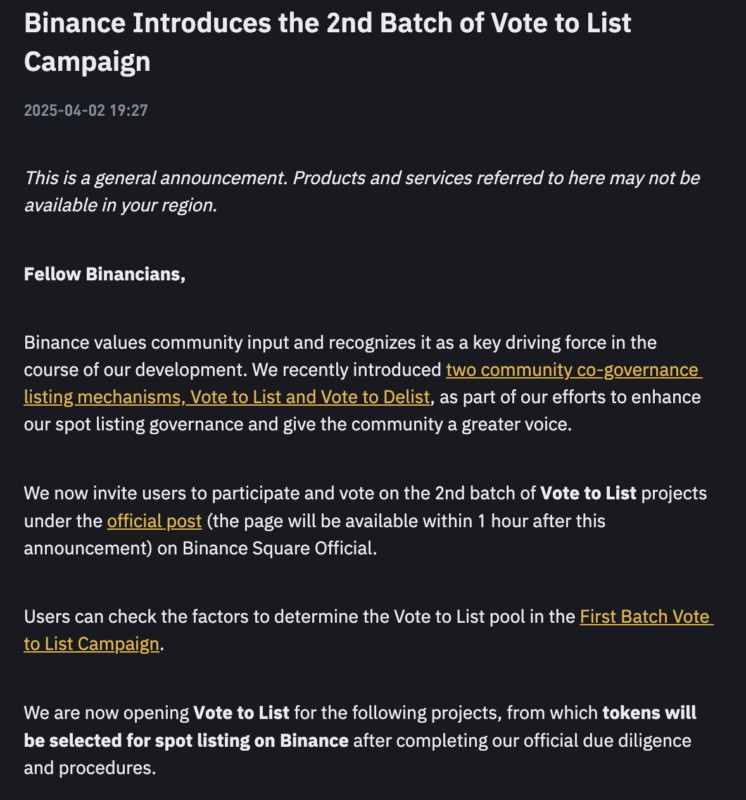 binance vote list pi network