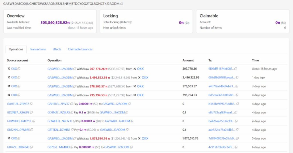 pi whale transaction