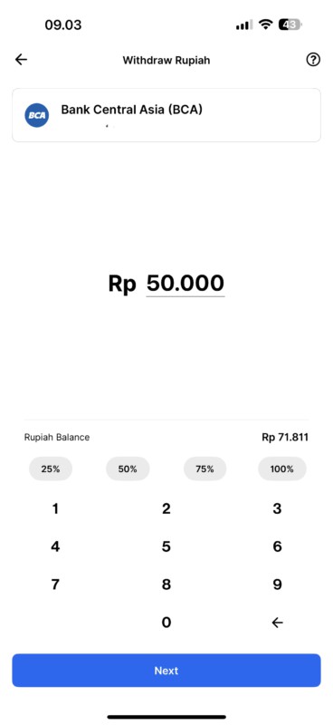 nominal rupiah withdrawal