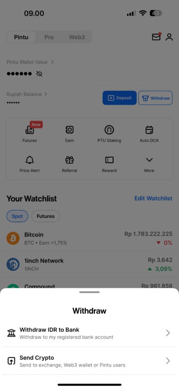 withdraw idr ke bank di aplikasi pintu