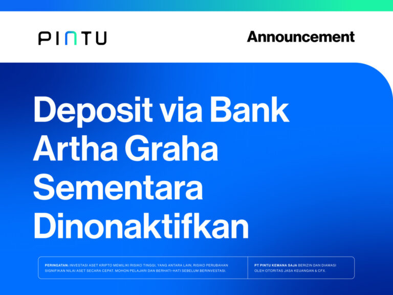 Pengumuman: Deposit via Bank Artha Graha Sementara Dinonaktifkan