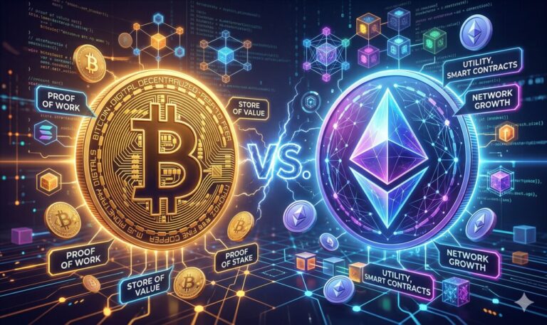 Bitcoin vs Ethereum Difference: Two Crypto Giants Ruling the Market