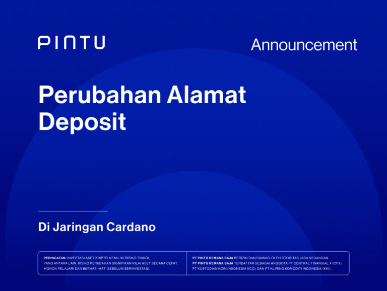 Pengumuman: Perubahan Alamat Deposit Jaringan Cardano